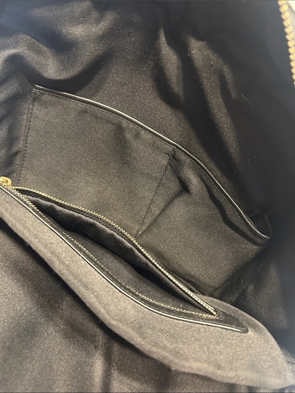 bebe Black Quilted Leather Backpack with Gold Plate